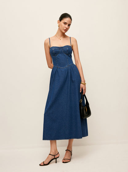 Mara – Denim maxi-jurk met elegante flair