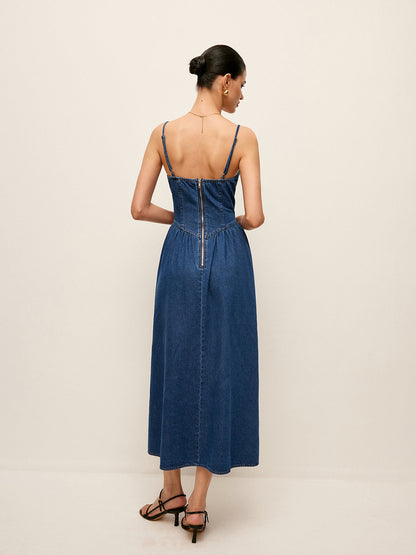Mara – Denim maxi-jurk met elegante flair