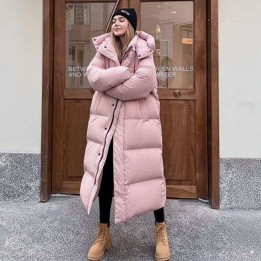 Dames Lange Gewatteerde Puffer Jas | Warm, winddicht en met capuchon