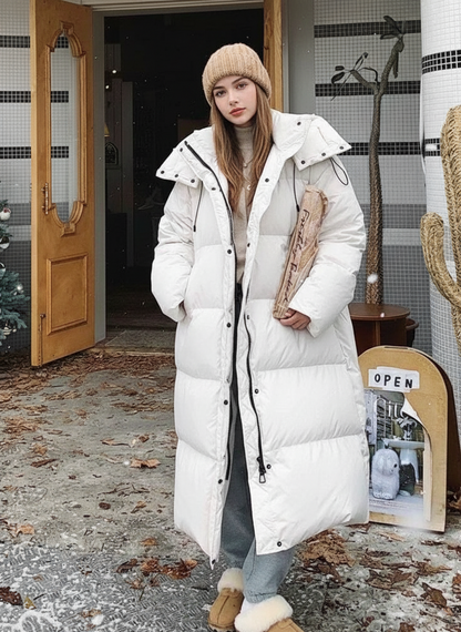 Dames Lange Gewatteerde Puffer Jas | Warm, winddicht en met capuchon