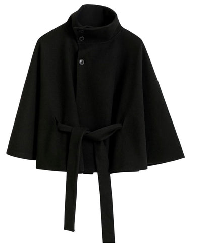 Dames Capejas | Elegante jas met ceintuur en hoge kraag