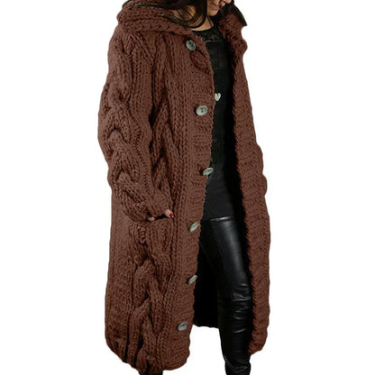 Dames Gebreid Lang Vest | Zacht, warm met met capuchon