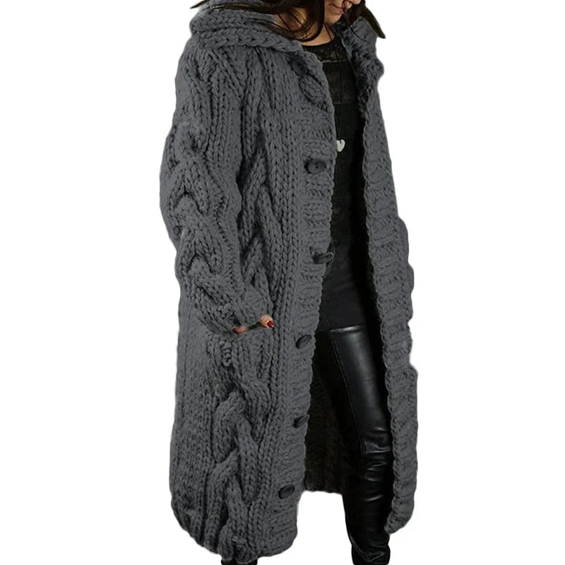 Dames Gebreid Lang Vest | Zacht, warm met met capuchon