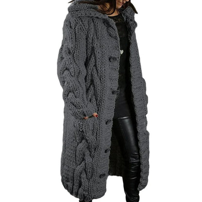 Dames Gebreid Lang Vest | Zacht, warm met met capuchon