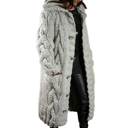 Dames Gebreid Lang Vest | Zacht, warm met met capuchon