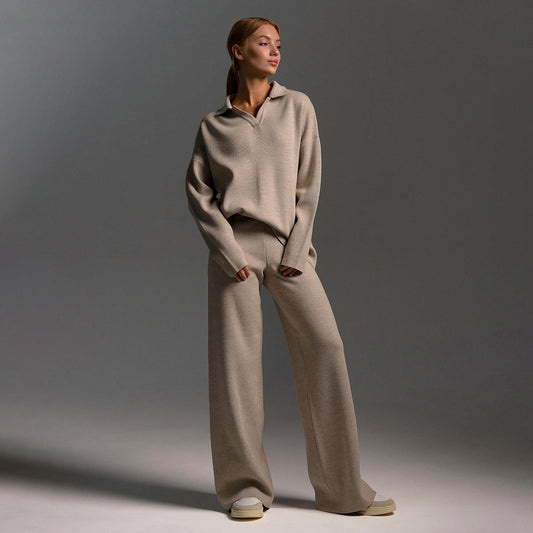 Dames Lounge Set | Oversized polosweater en wijde broek