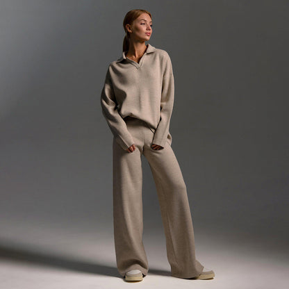 Dames Lounge Set | Oversized polosweater en wijde broek