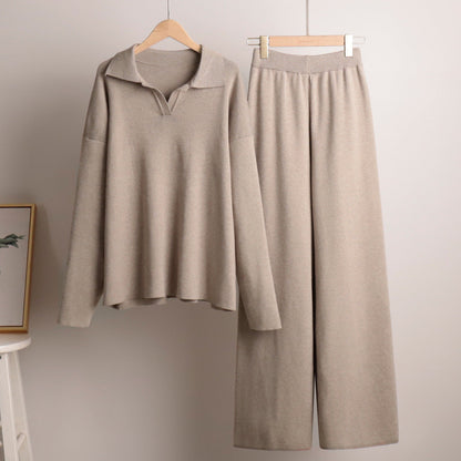 Dames Lounge Set | Oversized polosweater en wijde broek