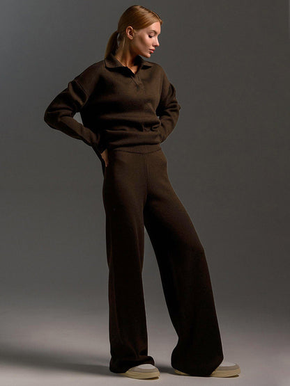 Dames Lounge Set | Oversized polosweater en wijde broek