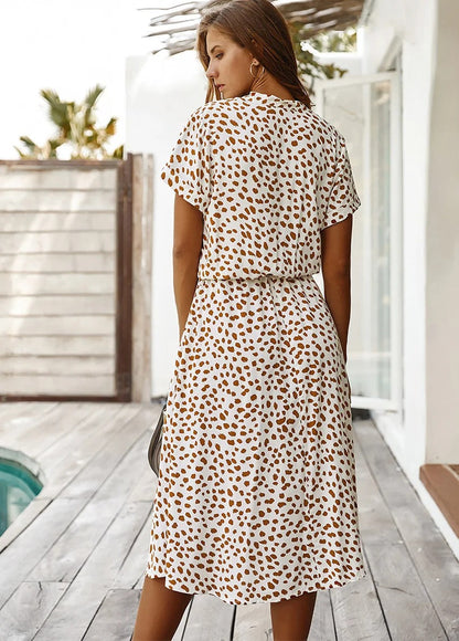 Nomi – Dames midi-jurk met verstelbare taille en zomerse print