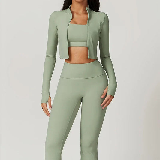 Dames 3-Delige Pilates Set | Comfortabel met legging, top & vest