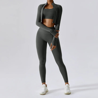 Dames 3-Delige Pilates Set | Comfortabel met legging, top & vest
