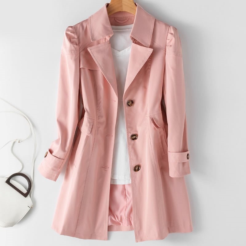 Clea – Tijdloze dames trenchcoat met klassieke knopen