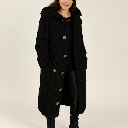 Dames Gebreid Lang Vest | Zacht, warm met met capuchon