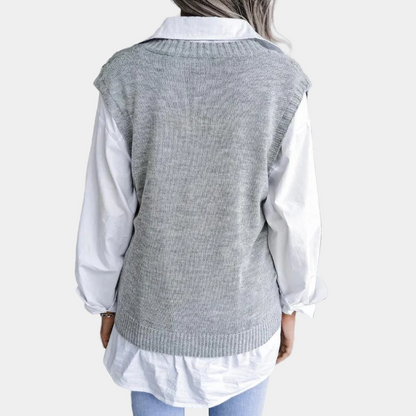 Dames Spencer met V-Hals | Kabelgebreide design voor stijl en warmte