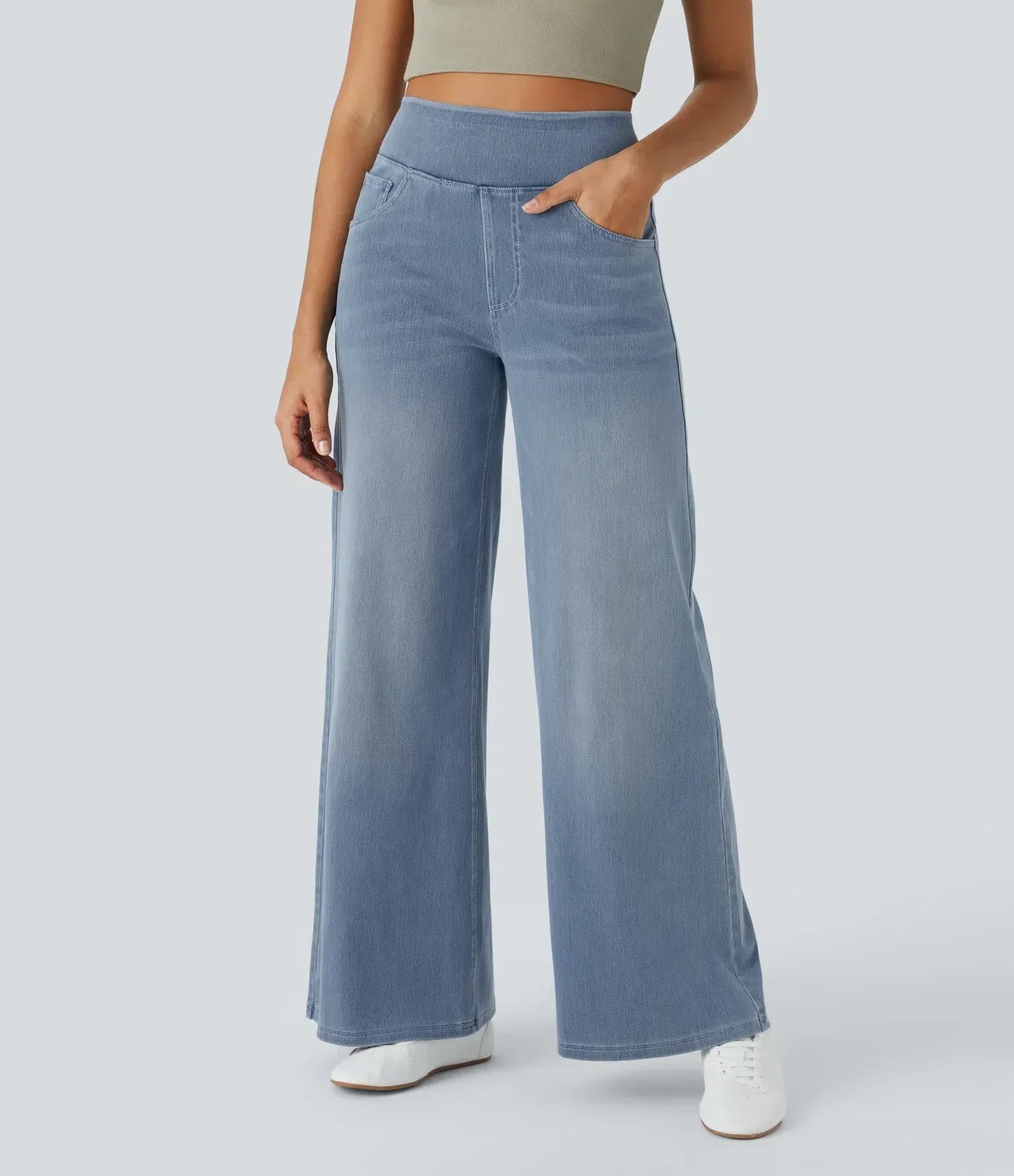 Dames Comfy Elastische Broek met Hoge Taille | Stijlvol, soepel en flatterend