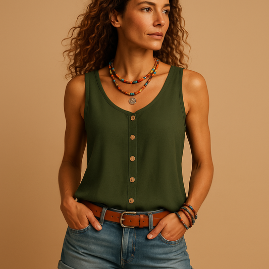 Lina – Dames mouwloze top met zomergevoel
