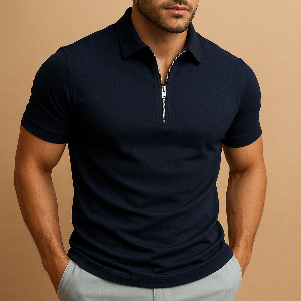 Daan – Heren polo met rits en moderne fit