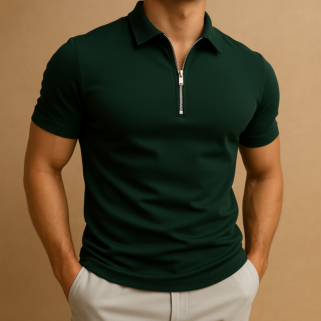 Daan – Heren polo met rits en moderne fit