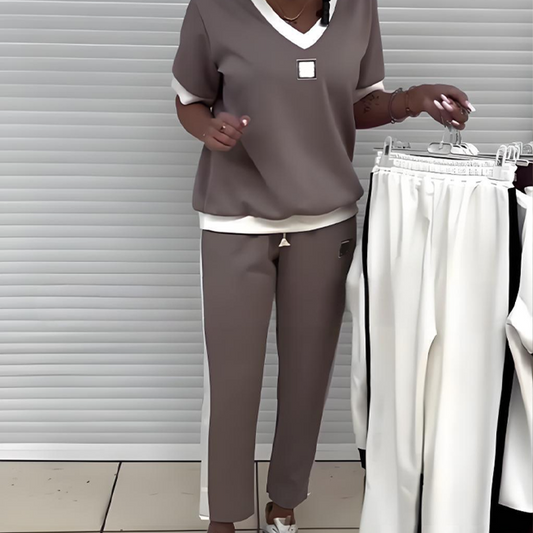 Dames Tweedelige Set | Relaxed fit met V-hals top