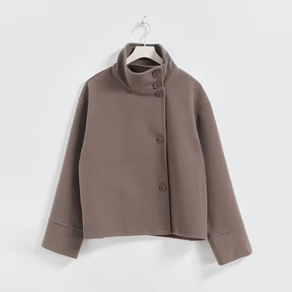 Dames Korte Jas | Elegante jas met hoge kraag en knopen