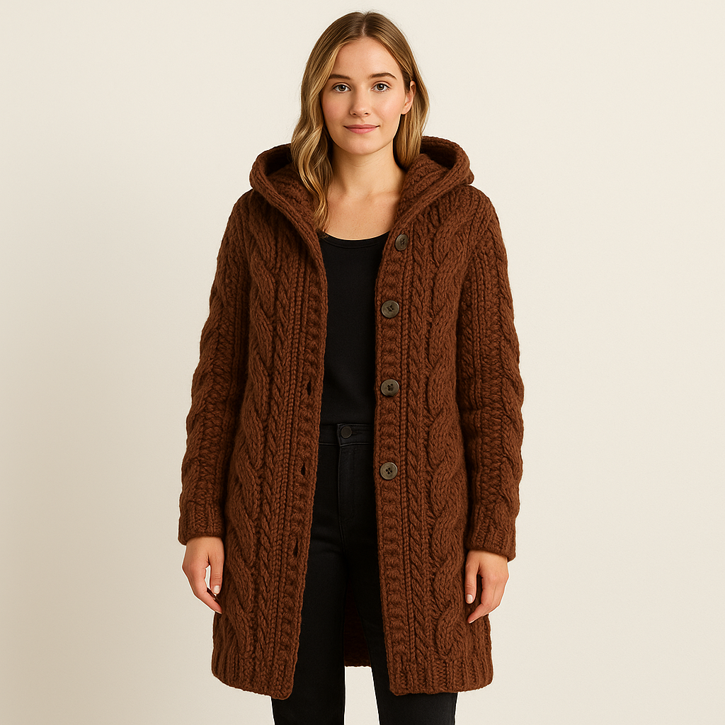 Dames Gebreid Lang Vest | Zacht, warm met met capuchon